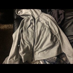 Grey nike hooded zip up